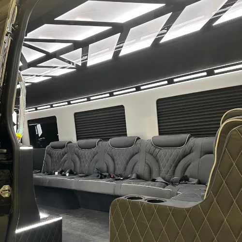 Sprinter limo wraparound lounge seating