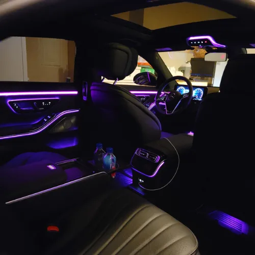 Mercedes-Benz S-Class rear cabin with ambient lighting