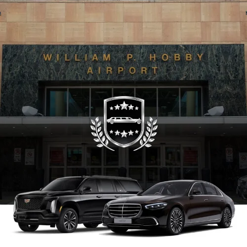 Luxury black vehicles parked at William Hobby Airport Luxury black vehicles parked at William Hobby Airport