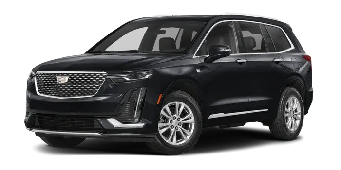 black Cadillac XT6 luxury SUV profile