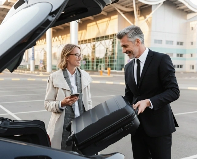 black mercedes sedan and suv parked at night
