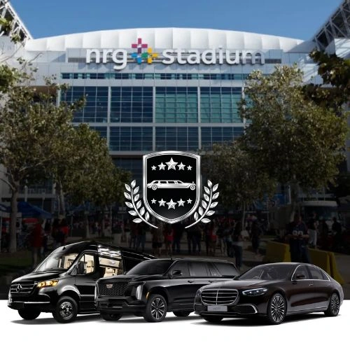 luxury vehicles in front of nrg stadium houston